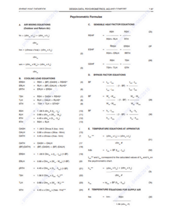 Psychrometric Formulae